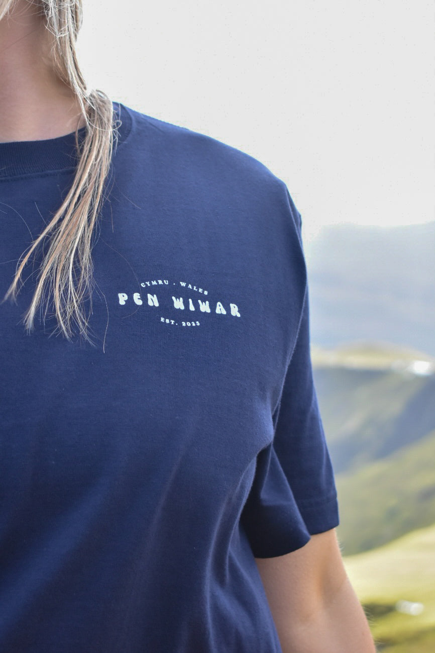 Yr Wyddfa Relaxed Fit Tee in Navy