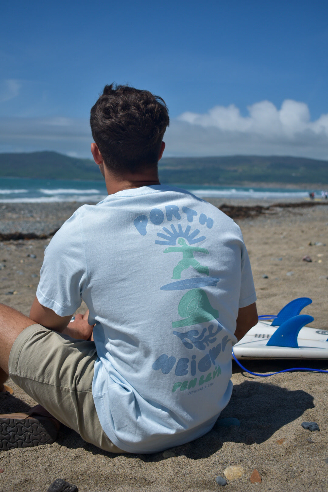 Porth Neigwl - Relaxed fit Tee in Tide Blue
