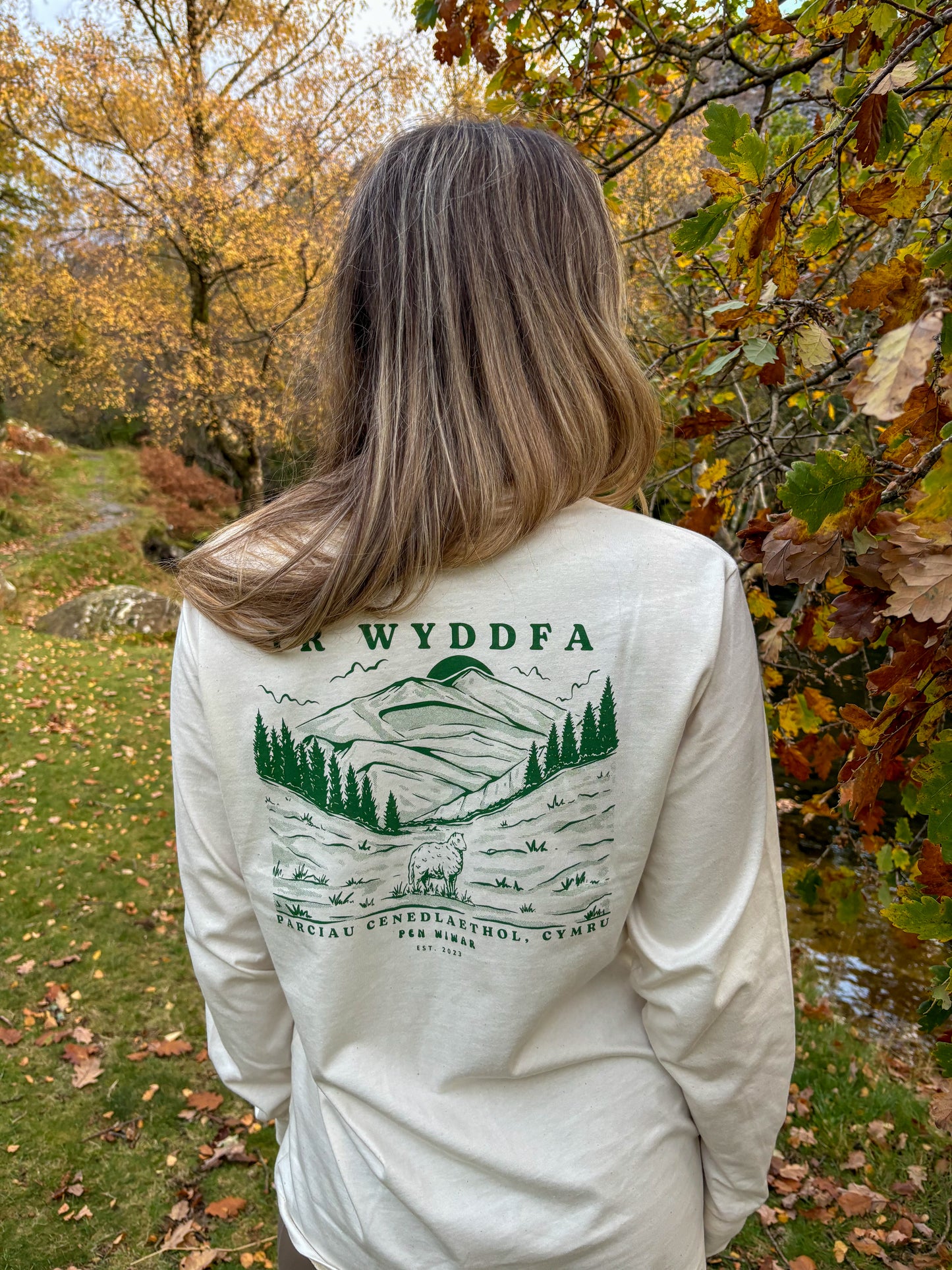 Yr Wyddfa Long Sleeve T-Shirt in Natural