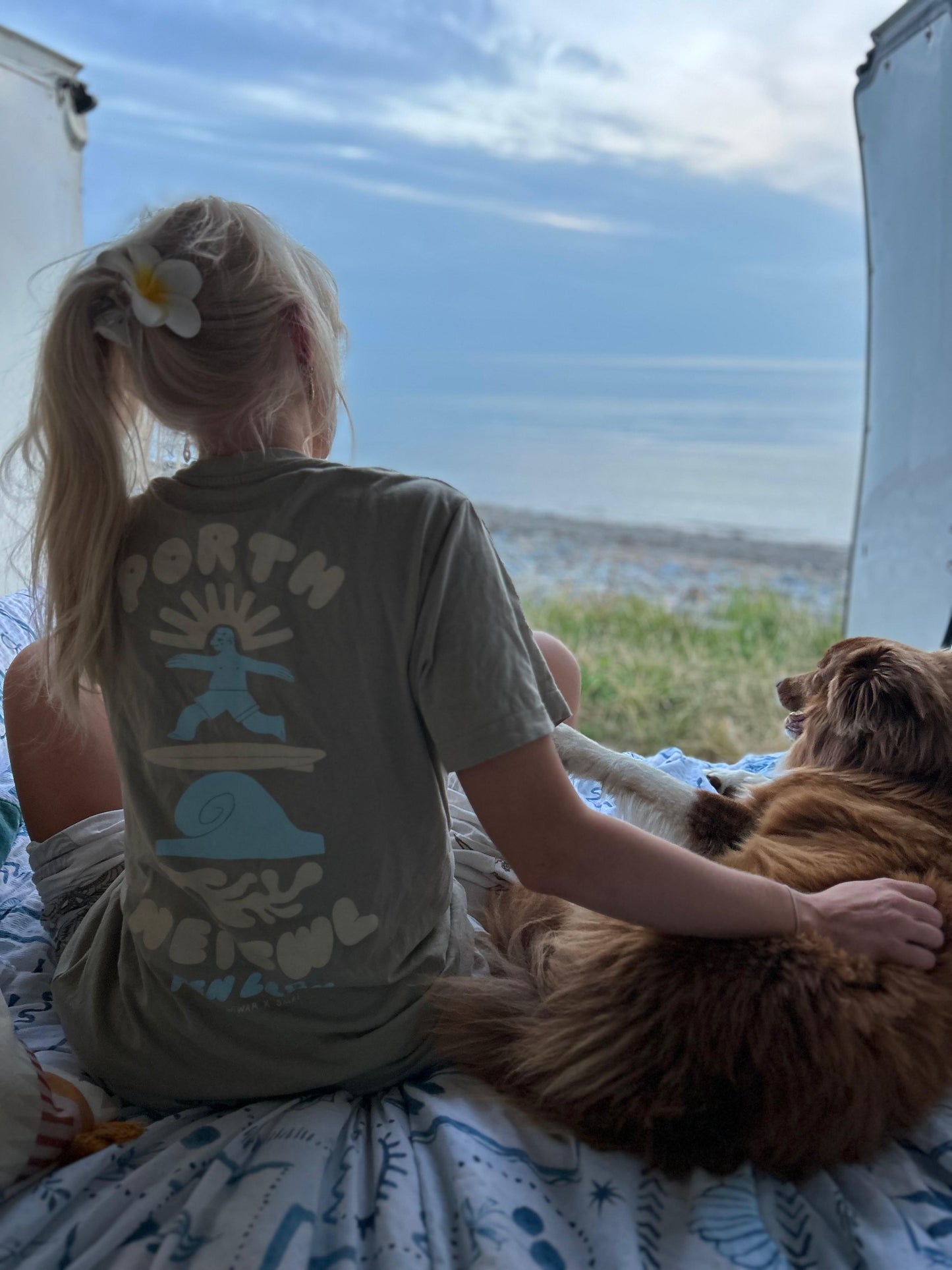 Porth Neigwl Relaxed fit Tee in Sandstone