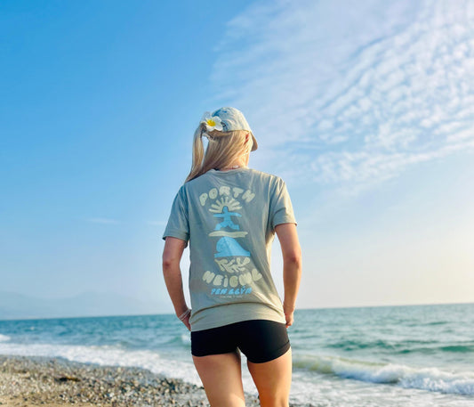 Porth Neigwl Relaxed fit Tee in Sandstone