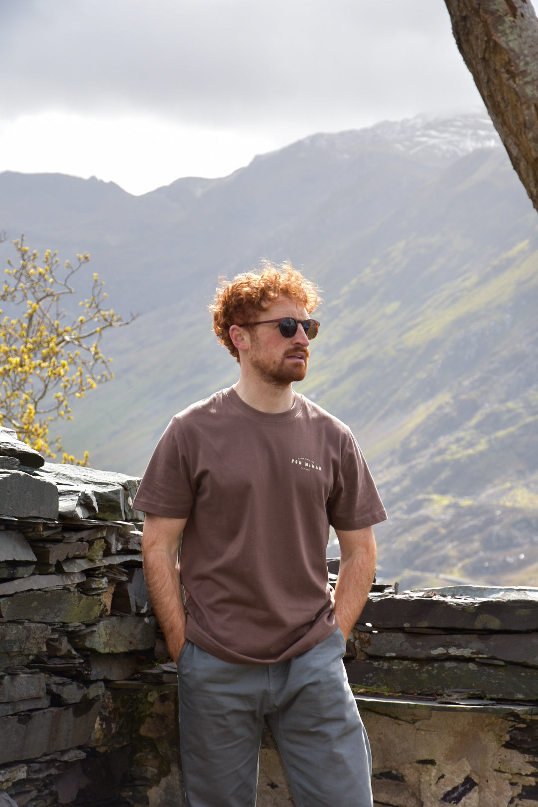 Crib Goch Relaxed Fit T-shirt in Mocha Brown